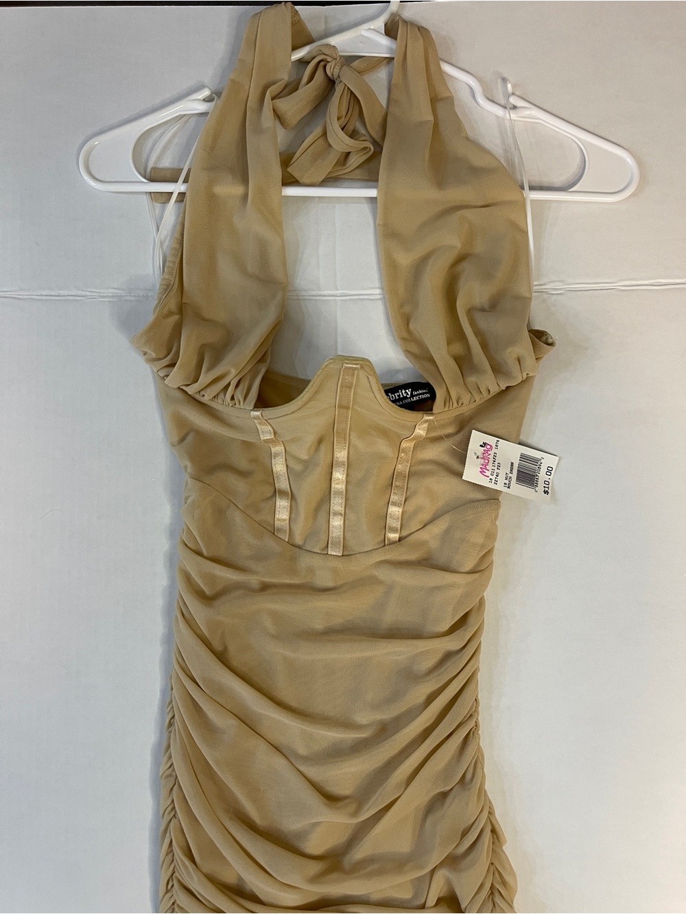 Motel Rocks Beige Halter Ruched Mini Dress - Picture 2 of 4